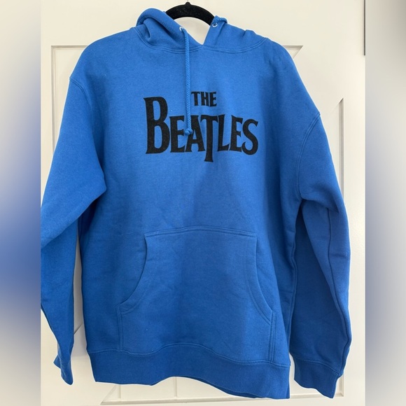 The Beatles Unisex Drop T Blue Logo Hoodie Sz M - Picture 1 of 6